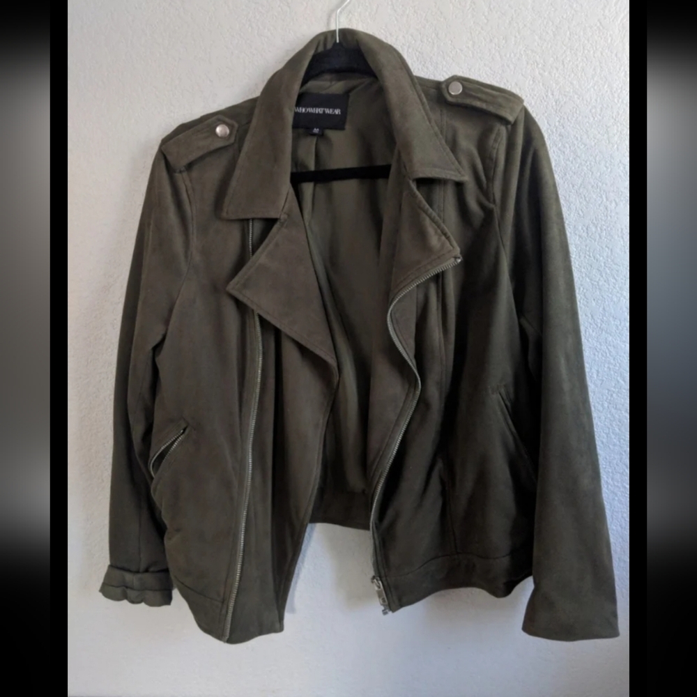 Women's Retro Fashion Green Moto Jacket Coat Blazer Businesscasual Emo Grunge